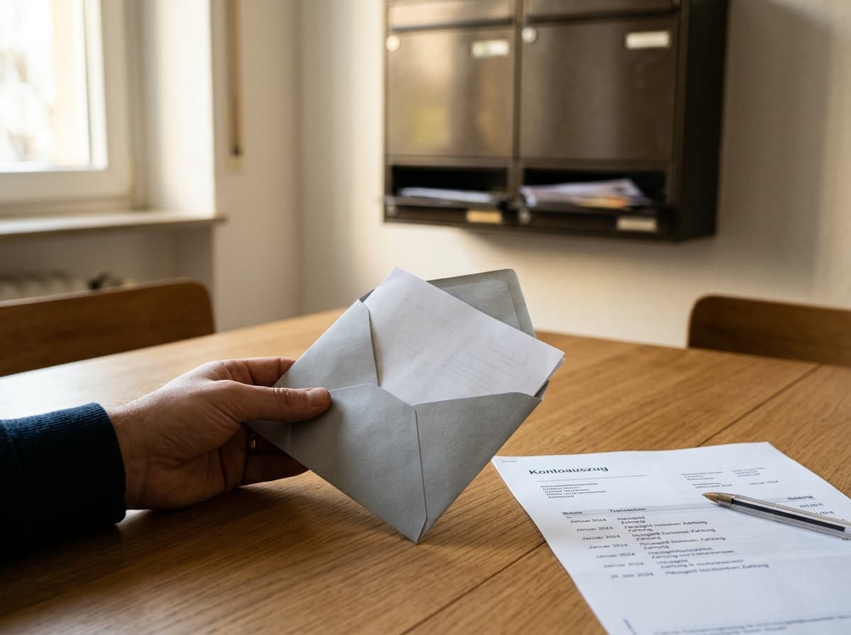 Kontoauszug und Umschlag am Briefkasten einer WEG
